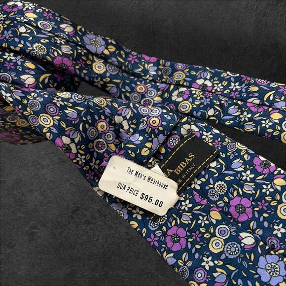 NWT Burma Bibas Men's Purple Floral 100% Italian Silk Professional Tie - Picture 3 of 4